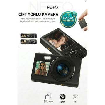 Neffo 48MP Beyaz Retro Ultra HD Fotoğraf Makinesi