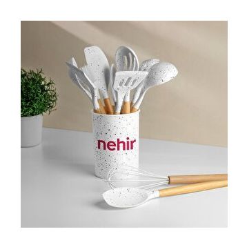 Nehir Angela Ahşap Silikon 12 Parça Servis Takımı