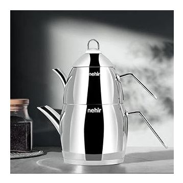 Nehir Florina 1.5 lt Paslanmaz Çelik Midi Orta Boy Çaydanlık Takımı