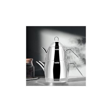 Nehir Florina 1.5 lt Paslanmaz Çelik Midi Orta Boy Çaydanlık Takımı
