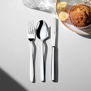 Nehir Sahra Sade 6 Kişilik 18 Parça Gümüş Çatal Kaşık Bıçak Takımı