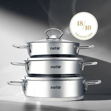 Nehir Silver 6 Parça Çelik Gri Sahan Seti