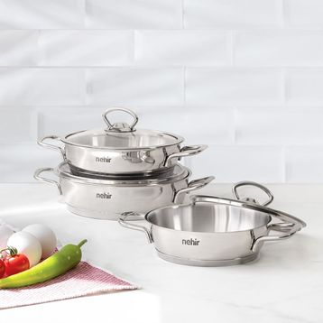 Nehir Silver 6 Parça Çelik Gri Sahan Seti