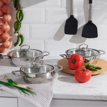 Nehir Silver 6 Parça Çelik Gri Sahan Seti