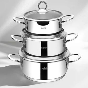 Nehir Silver 6 Parça Paslanmaz Çelik Mini Tencere Seti