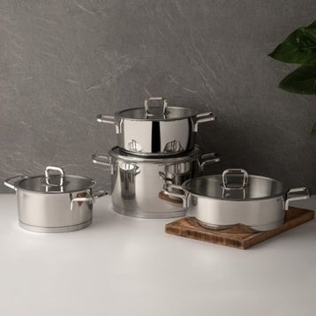 Nehir Silver Klasik 6 Parça Çelik Derin Tencere Seti