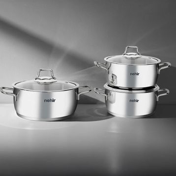 Nehir Silver Lüks 6 Parça Paslanmaz Çelik Tencere Seti