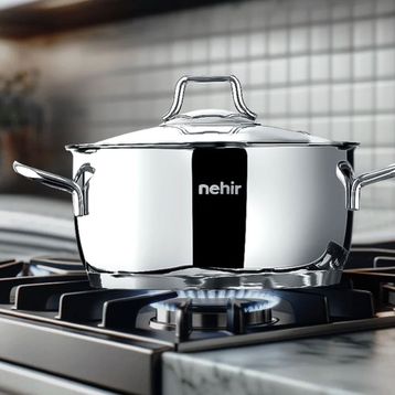 Nehir Silver Lüks 8 Parça Paslanmaz Çelik Tencere Seti