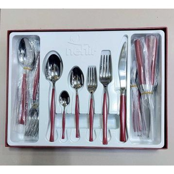 Nehir Zarif Premium Sedef Kaplamalı 36 Parça Renkli 6 Kişilik Çatal Kaşık Takımı
