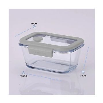 Neoflam Fika Glace Vakumlu Cam 460 ml Gri Saklama Kabı