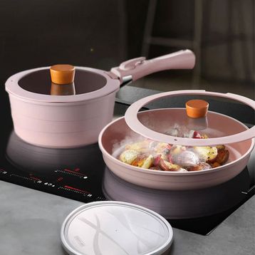 Neoflam Midas Pembe 17 Parça İndüksiyonlu Tencere Tava Seti
