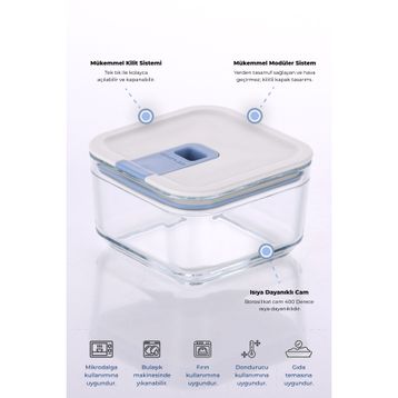 Neoflam Perfect Seal Kare Cam 350 ml Saklama Kabı