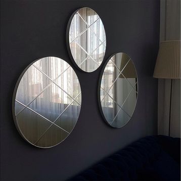 Neostill 60-50-40 cm Yuvarlak 3 Parça Baklava Desen Ayna