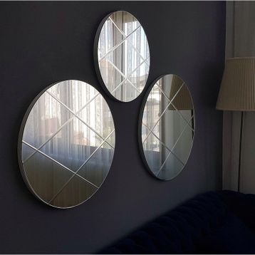 Neostill 60-50-40 cm Yuvarlak 3 Parça Baklava Desen Ayna