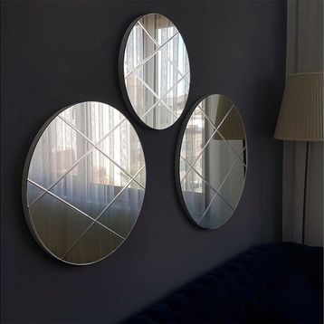 Neostill 60-50-40 cm Yuvarlak 3 Parça Baklava Desen Ayna
