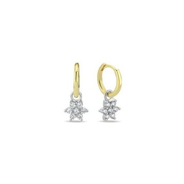 Nereze 925 Ayar 10 mm Halka Sallantılı Zirkon Taşlı Çiçek Gümüş Küpe