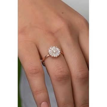 Nereze 925 Ayar Ayarlanabilir Beyaz Zirkon Taşlı Çiçek Gümüş Yüzük
