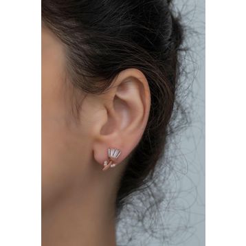 Nereze 925 Ayar Baget Taşlı Lale Kadın Gümüş Küpe
