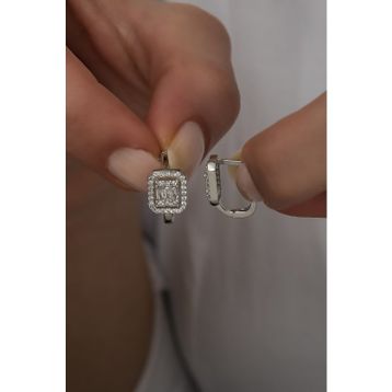 Nereze 925 Ayar Baget Taşlı Tektaş Kadın Gümüş Küpe