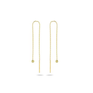 Nereze 925 Ayar Gold Kaplama Minik Toplu Zincir Kadın Gümüş Küpe