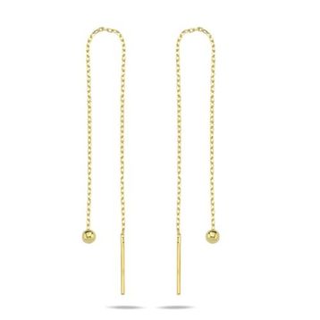 Nereze 925 Ayar Gold Kaplama Minik Toplu Zincir Kadın Gümüş Küpe