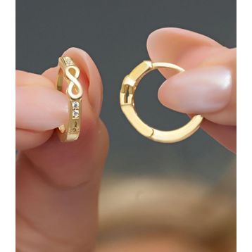 Nereze 925 Ayar Gold Kaplama Sonsuzluk Detay 15 mm Halka Kadın Gümüş Küpe