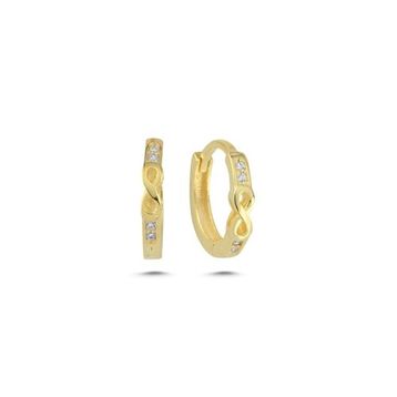 Nereze 925 Ayar Gold Kaplama Sonsuzluk Detay 15 mm Halka Kadın Gümüş Küpe