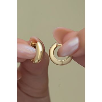 Nereze 925 Ayar Gold Kaplama Taşsız 15 mm Gümüş Halka Küpe