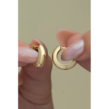 Nereze 925 Ayar Gold Kaplama Taşsız 15 mm Gümüş Halka Küpe