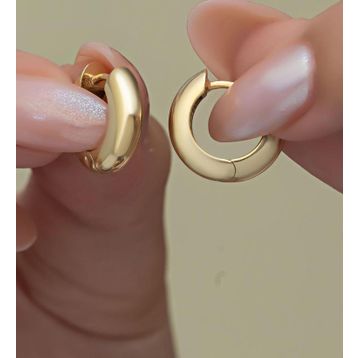 Nereze 925 Ayar Gold Kaplama Taşsız 15 mm Gümüş Halka Küpe