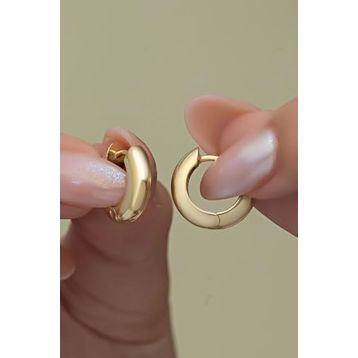 Nereze 925 Ayar Gold Kaplama Taşsız 15 mm Gümüş Halka Küpe