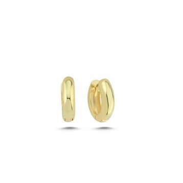 Nereze 925 Ayar Gold Kaplama Taşsız 15 mm Gümüş Halka Küpe