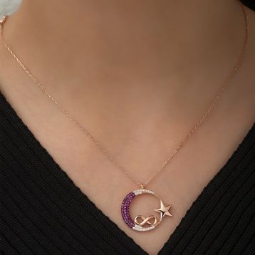 Nereze 925 Ayar Gümüş Ayyıldız Sonsuzluk Kadın Gümüş Kolye