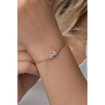 Nereze 925 Ayar Gümüş Beyaz Taşlı Kedi Bileklik