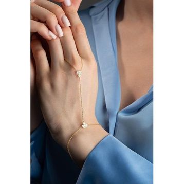 Nereze 925 Ayar Gümüş Gold Kaplama Lotus Çiçeği Şahmeran Bileklik