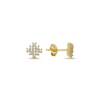 Nereze 925 Ayar Gümüş Gold Kaplama Minimal Kare Küpe