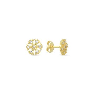 Nereze 925 Ayar Gümüş Gold Kaplama Minimal Kartanesi Küpe