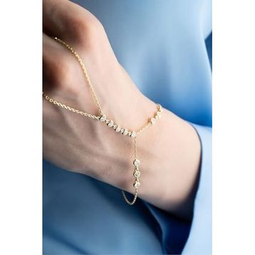 Nereze 925 Ayar Gümüş Gold Kaplama Sıralı Kalp Model Şahmeran Bileklik
