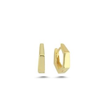 Nereze 925 Ayar Gümüş Gold Kaplama Taşsız Beşgen Küpe