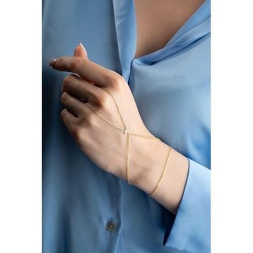 Nereze 925 Ayar Gümüş Gold Kaplama Yıldız Model Şahmeran Bileklik