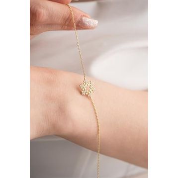 Nereze 925 Ayar Gümüş Gold Kartanesi Tasarım Bileklik