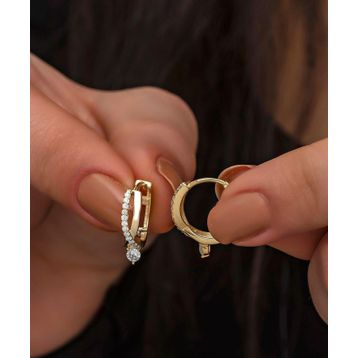 Nereze 925 Ayar Gümüş Gold Tektaş Örgü Model Küpe