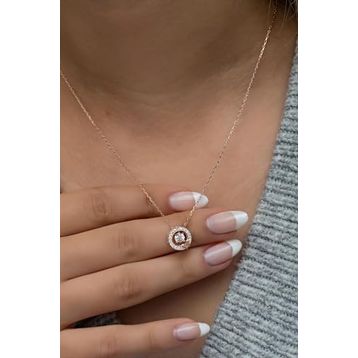 Nereze 925 Ayar Gümüş Halka Tasarım Hareketli Tektaş Model Kadın Kolye