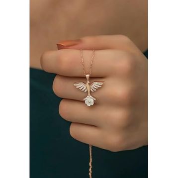 Nereze 925 Ayar Gümüş Manolya Çiçeği Güvercin Kadın Kolye