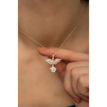 Nereze 925 Ayar Gümüş Manolya Çiçeği Güvercin Kadın Kolye