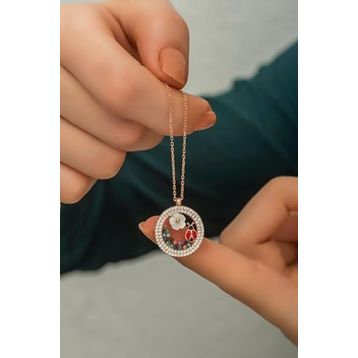 Nereze 925 Ayar Gümüş Manolya Çiçeği Uğur Böceği Kadın Kolye