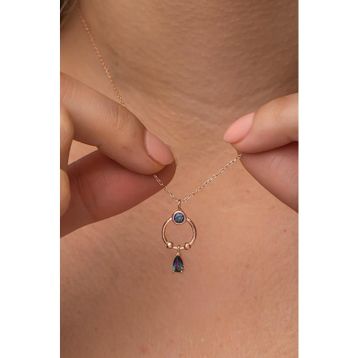 Nereze 925 Ayar Gümüş Mistik Topaz Minik Damla Model Kolye