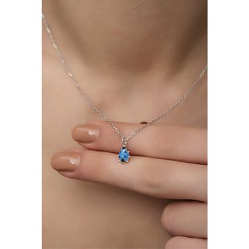 Nereze 925 Ayar Gümüş Rodyumlu Mavi Mineli Uğur Böceği Kolye