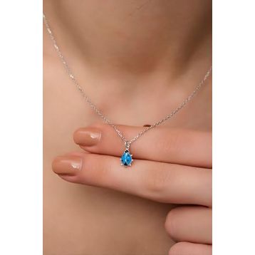 Nereze 925 Ayar Gümüş Rodyumlu Mavi Mineli Uğur Böceği Kolye