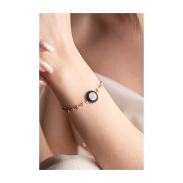 Nereze 925 Ayar Gümüş Rose Ayarlanabilir Asansörlü Nazar Bileklik